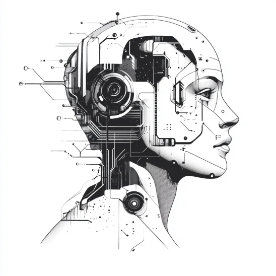 Illustration tête robot IA
